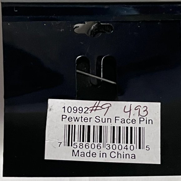 Pin Art Spoontiques Pewter Sun Face Brooch Pin - Picture 2 of 2